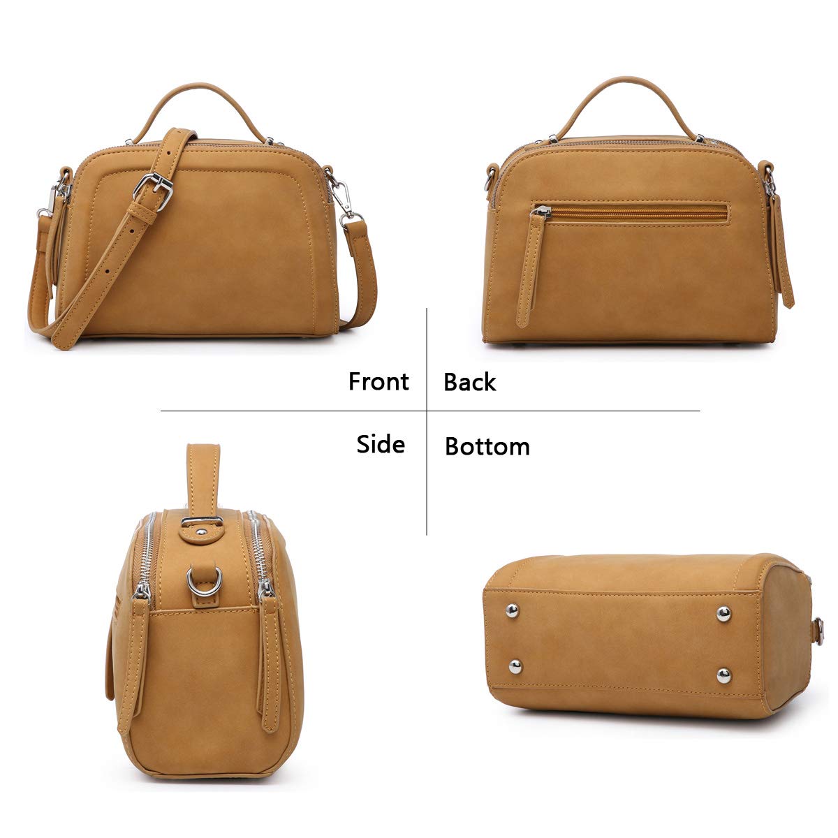 Women crossbody tote bag featuring triple compartments in a stylish tan color, perfect for everyday use.