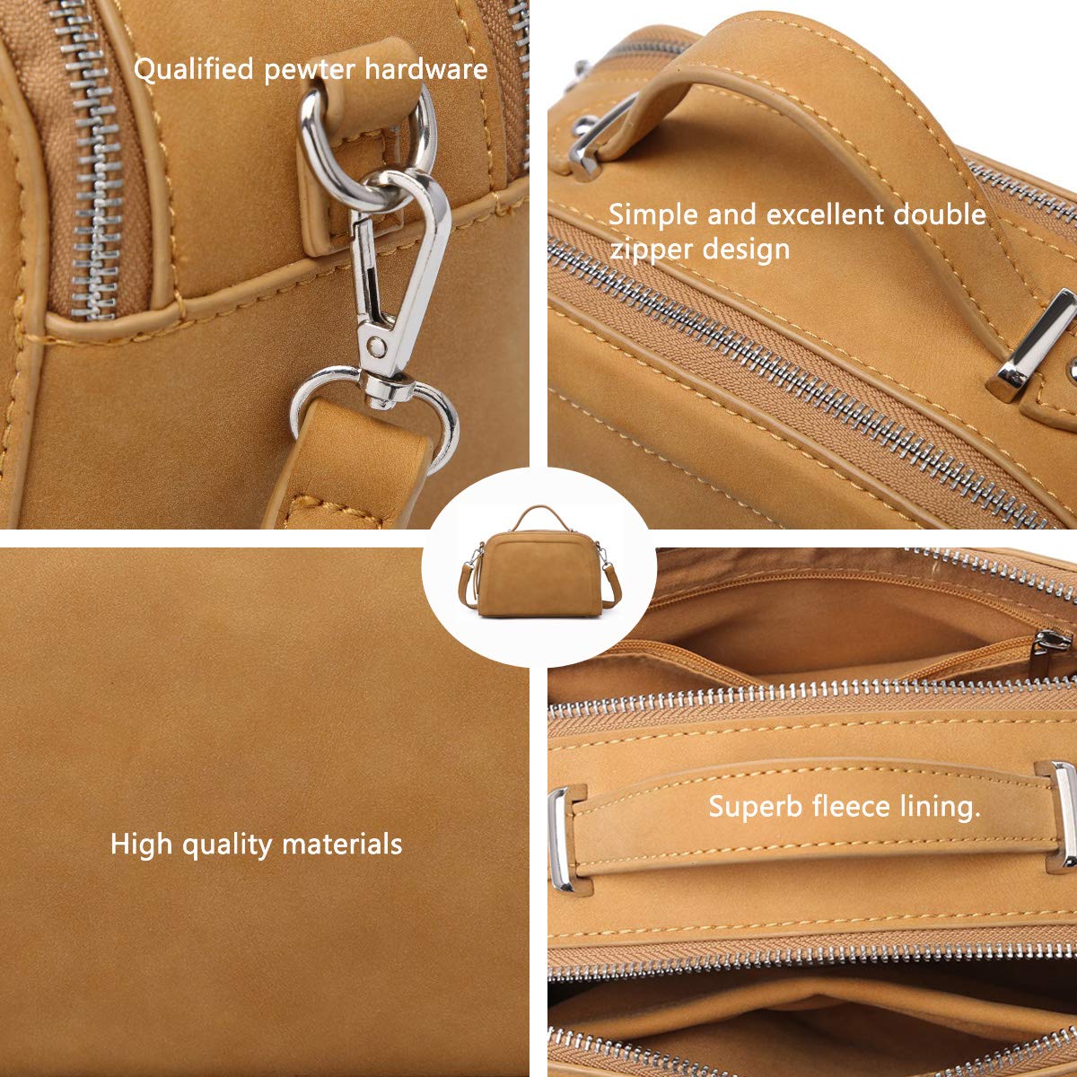 Women crossbody tote bag featuring triple compartments in a stylish tan color, perfect for everyday use.