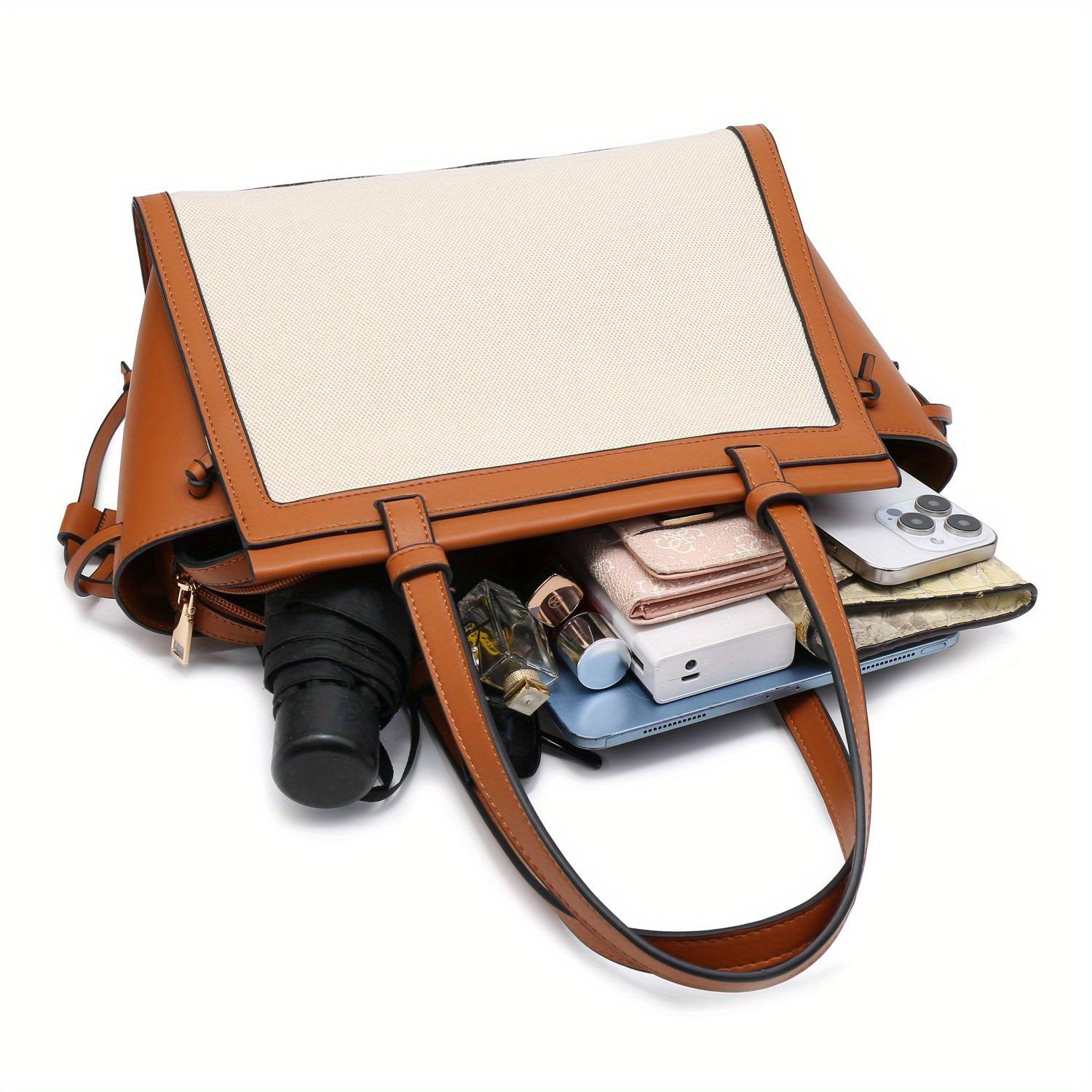 Women Hobo Tote Bag in minimalist design, crafted from soft vegan leather with handmade woven handles, showcasing large capacity.