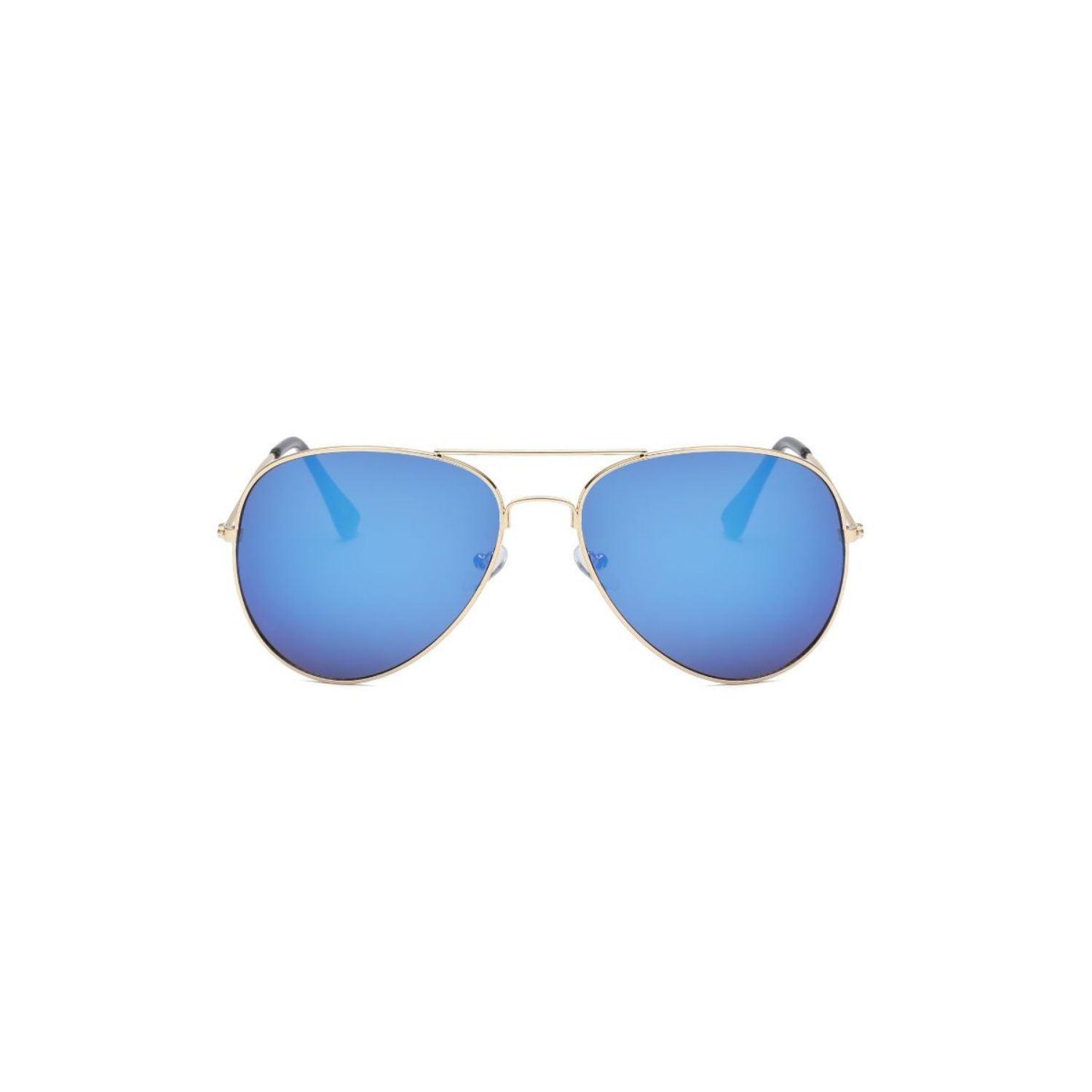 Aerin Classic Mirrored Fashion Aviator Sunglasses with metal frame and reflective lenses, perfect for stylish UV protection.