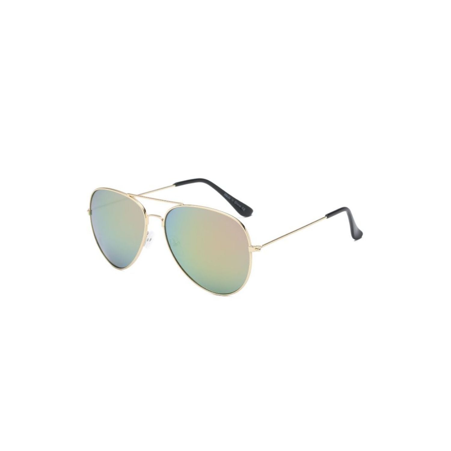 Aerin Classic Mirrored Fashion Aviator Sunglasses with metal frame and reflective lenses, perfect for stylish UV protection.