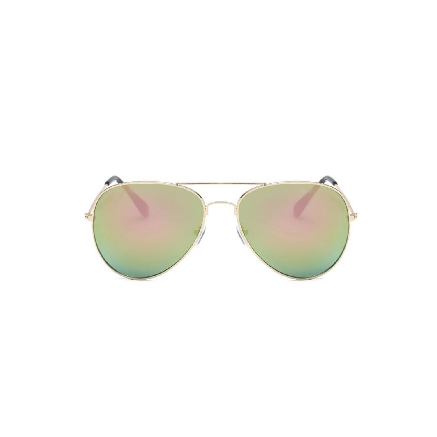 Aerin Classic Mirrored Fashion Aviator Sunglasses with metal frame and reflective lenses, perfect for stylish UV protection.