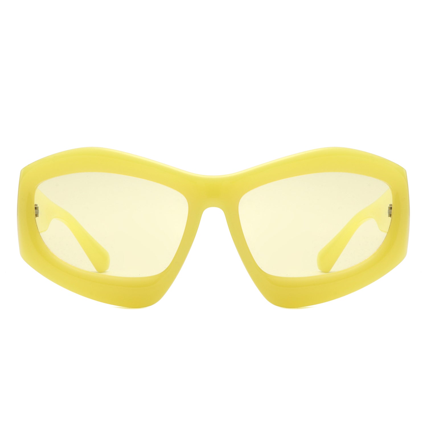 Aerisyn oversized geometric square tinted sunglasses with gradient mirrored lenses and stylish plastic frames.