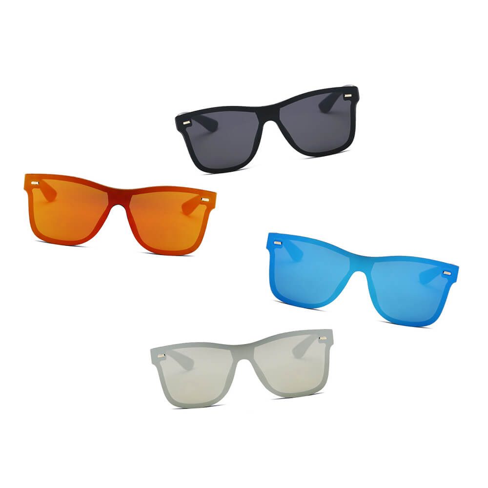 ALTO Modern Colored Rim Men's Horn Rimmed Sunglasses with a squared design and mirrored lens.