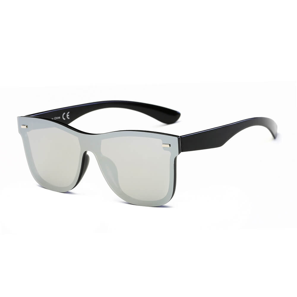 ALTO Modern Colored Rim Men's Horn Rimmed Sunglasses with a squared design and mirrored lens.
