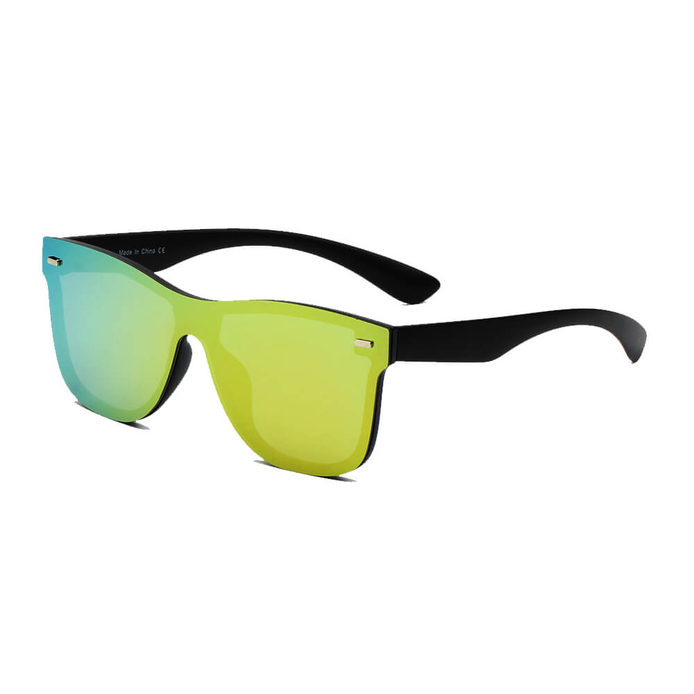 ALTO Modern Colored Rim Men's Horn Rimmed Sunglasses with a squared design and mirrored lens.