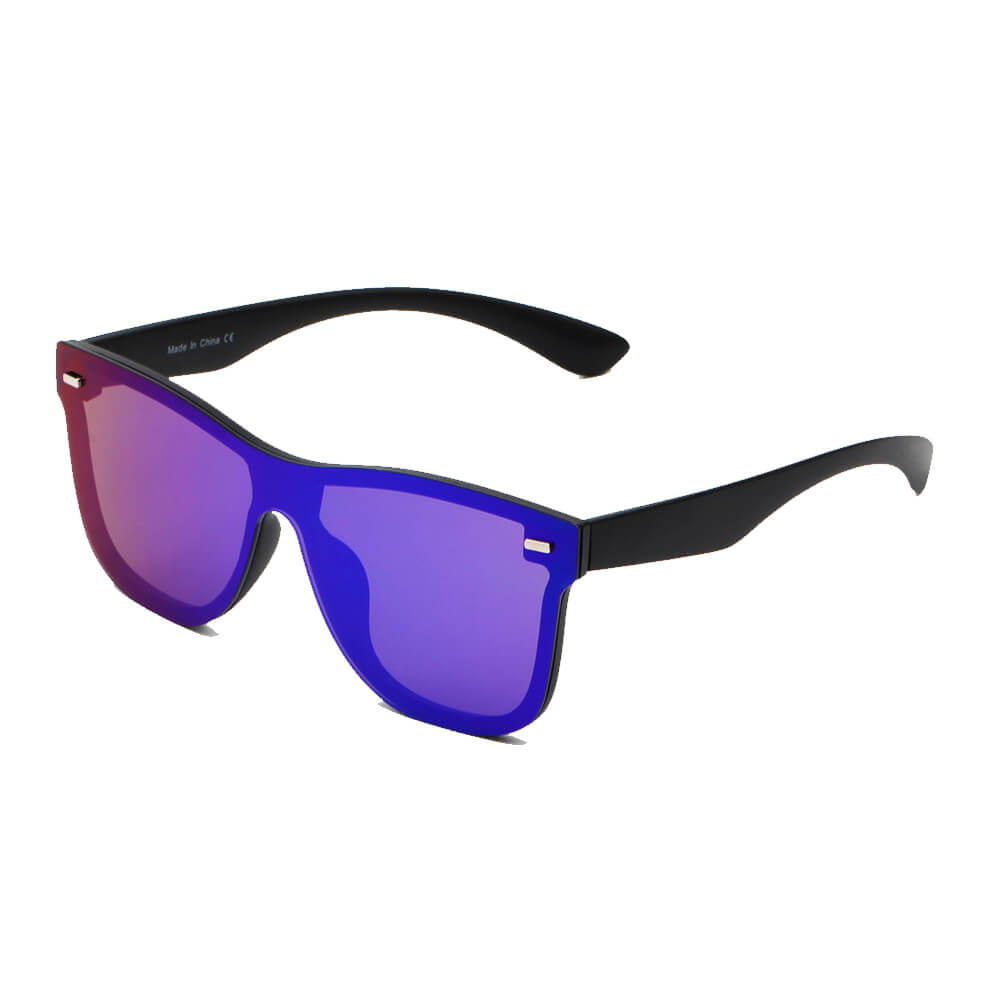 ALTO Modern Colored Rim Men's Horn Rimmed Sunglasses with a squared design and mirrored lens.