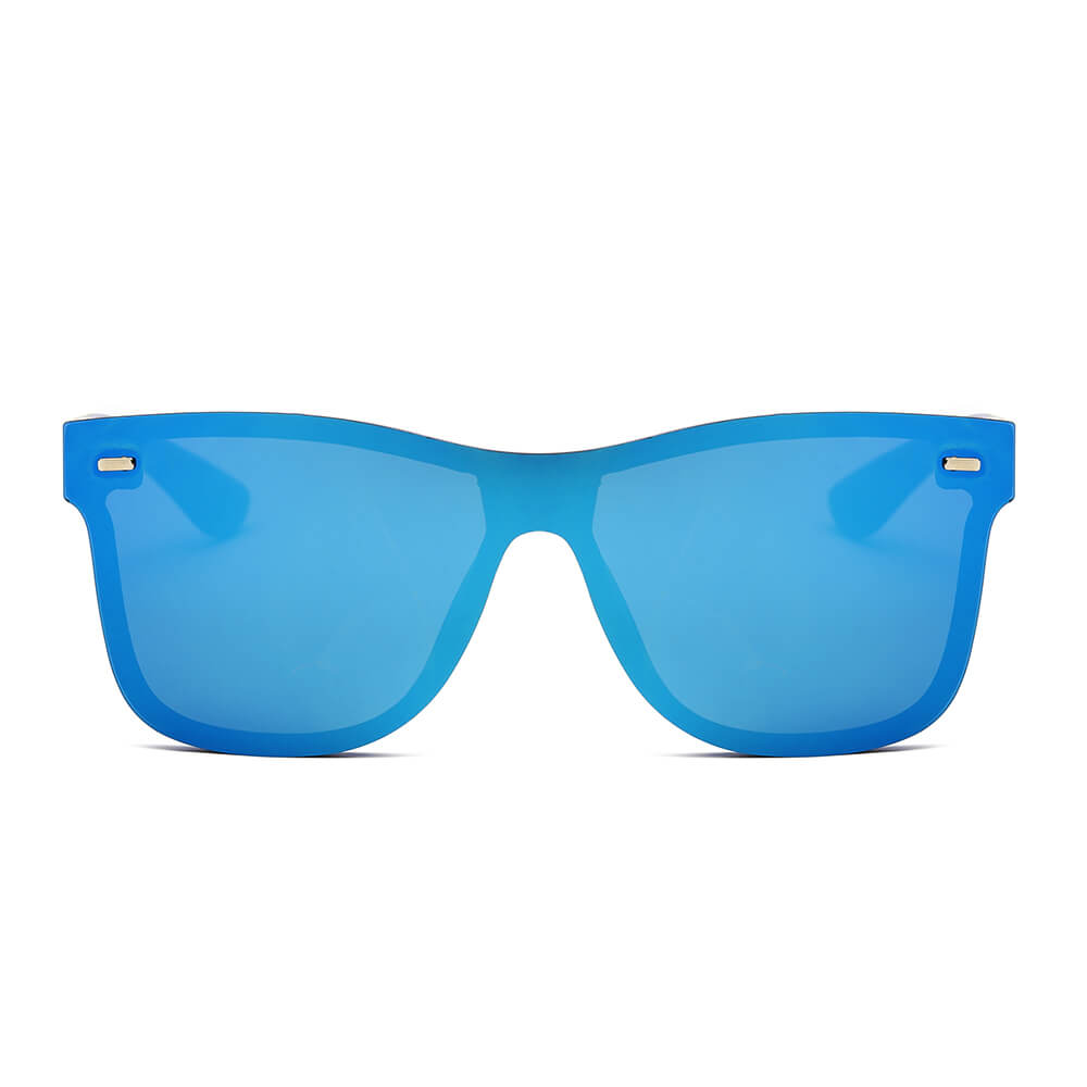 ALTO Modern Colored Rim Men's Horn Rimmed Sunglasses with a squared design and mirrored lens.