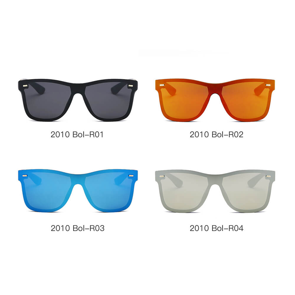 ALTO Modern Colored Rim Men's Horn Rimmed Sunglasses with a squared design and mirrored lens.