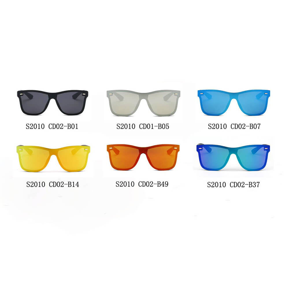 ALTO Modern Colored Rim Men's Horn Rimmed Sunglasses with a squared design and mirrored lens.