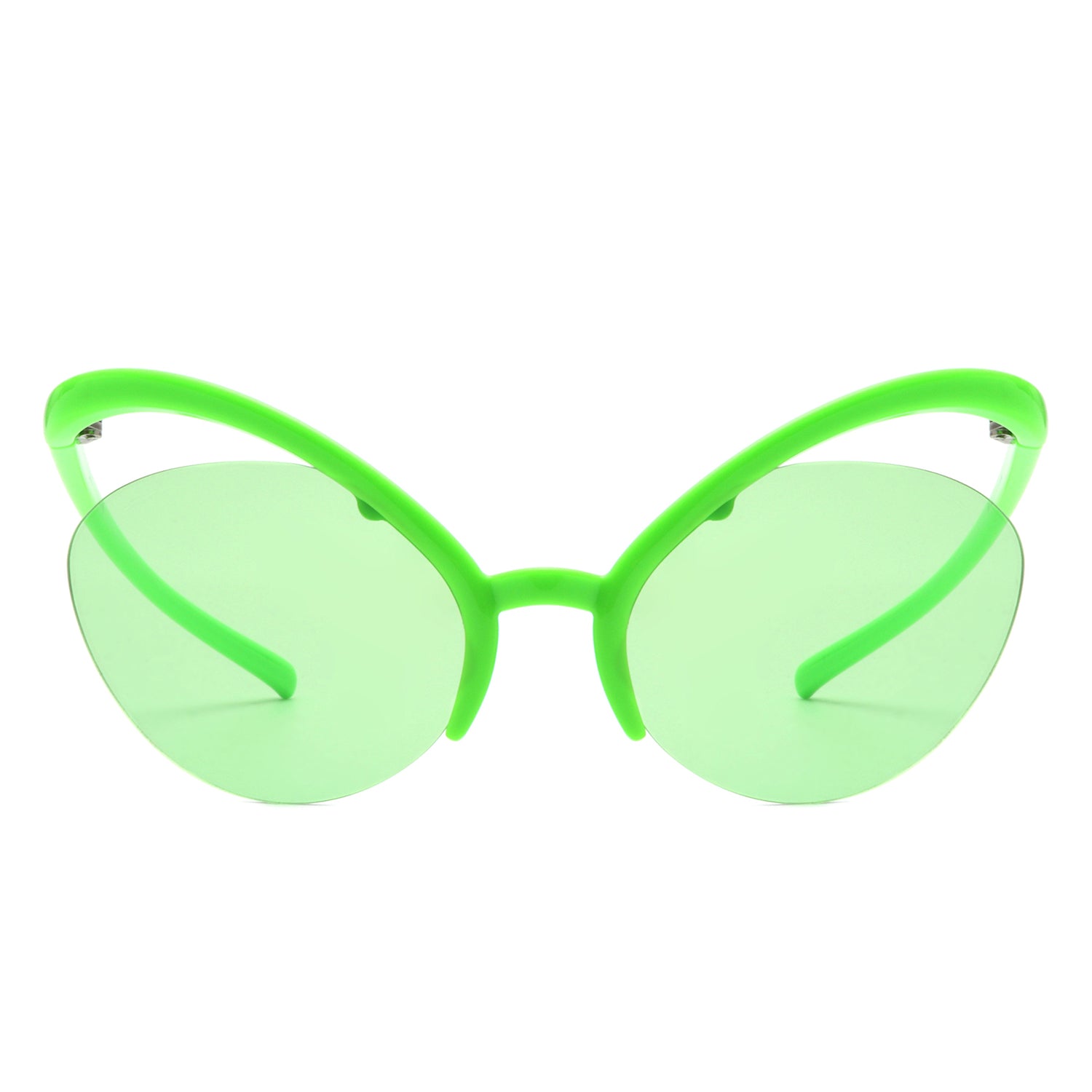 Astrein Rimless Futuristic Oval Irregular Fashion Cat Eye Sunglasses with a unique design and UV protection.