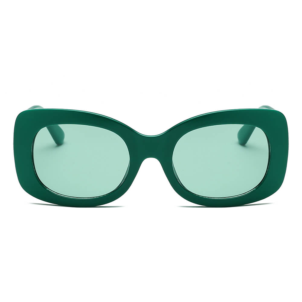 BAKU Women Fashion Retro Rectangle Oversize Sunglasses with thick bold frame, stylish design, and UV protection.