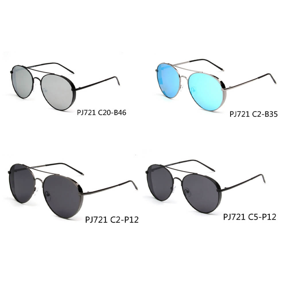 Baza Classic Polarized Mirrored Aviator Sunglasses with a sleek metal frame and reflective lenses, perfect for outdoor fashion.