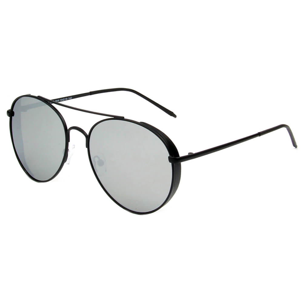 Baza Classic Polarized Mirrored Aviator Sunglasses with a sleek metal frame and reflective lenses, perfect for outdoor fashion.