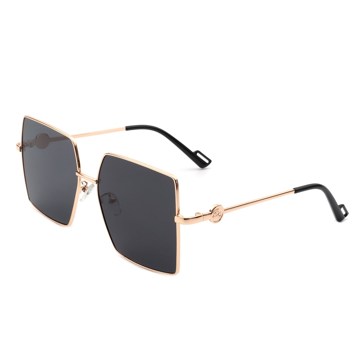 Benazia Square Oversize Flat Top Large Tinted Women Fashion sunglasses with a stylish metal frame and large tinted lenses.