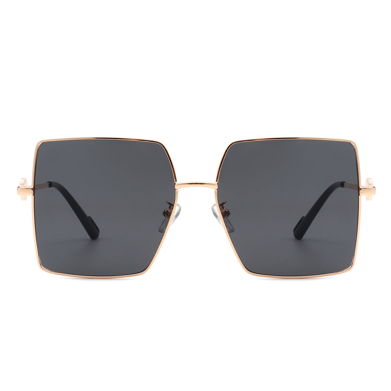 Benazia Square Oversize Flat Top Large Tinted Women Fashion sunglasses with a stylish metal frame and large tinted lenses.