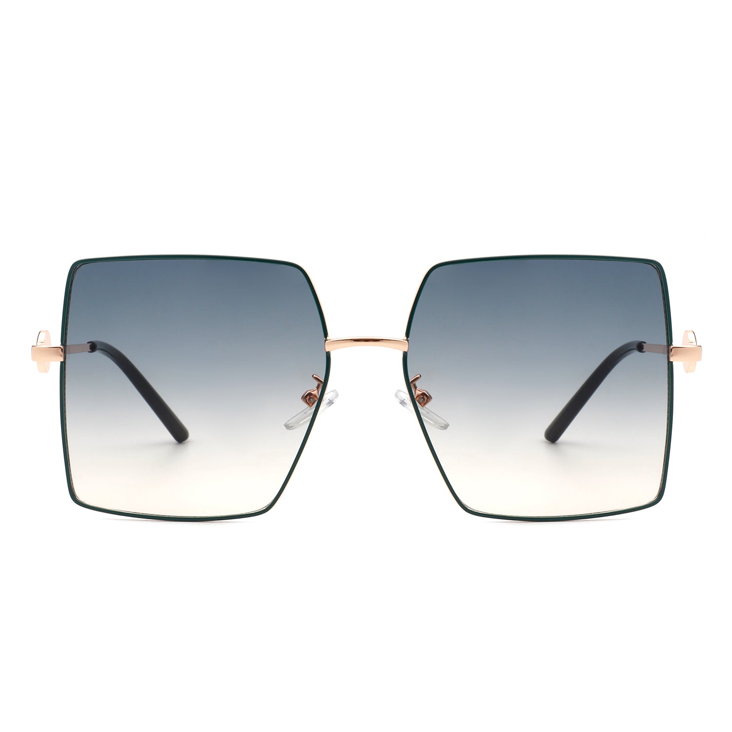 Benazia Square Oversize Flat Top Large Tinted Women Fashion sunglasses with a stylish metal frame and large tinted lenses.