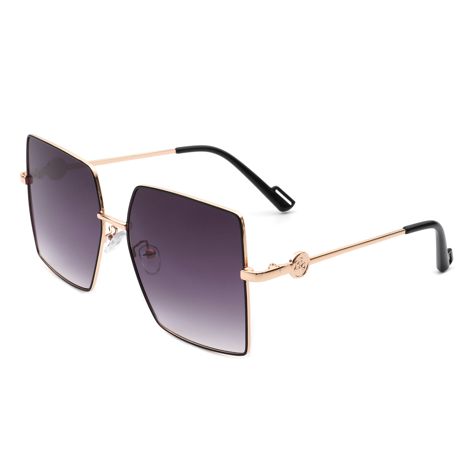 Benazia Square Oversize Flat Top Large Tinted Women Fashion sunglasses with a stylish metal frame and large tinted lenses.