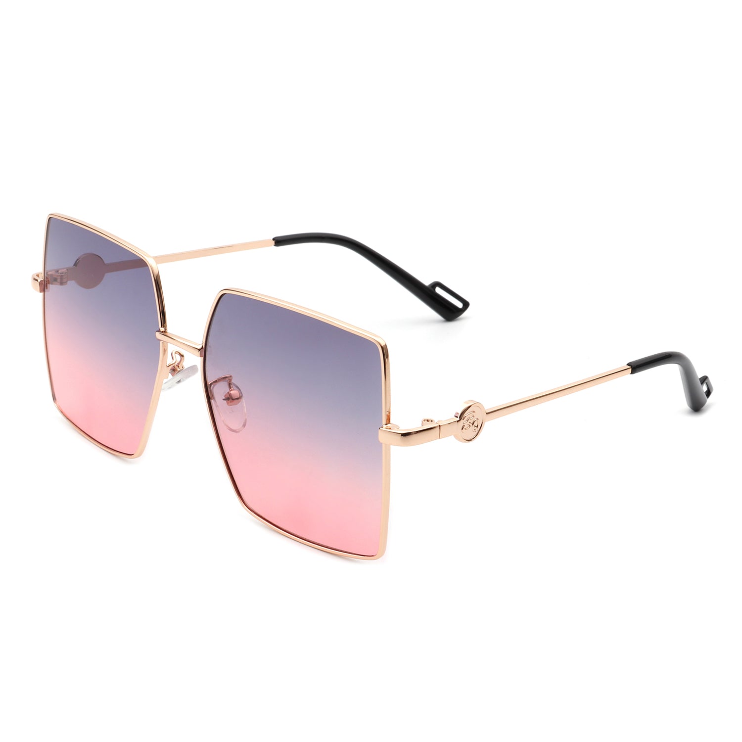 Benazia Square Oversize Flat Top Large Tinted Women Fashion sunglasses with a stylish metal frame and large tinted lenses.