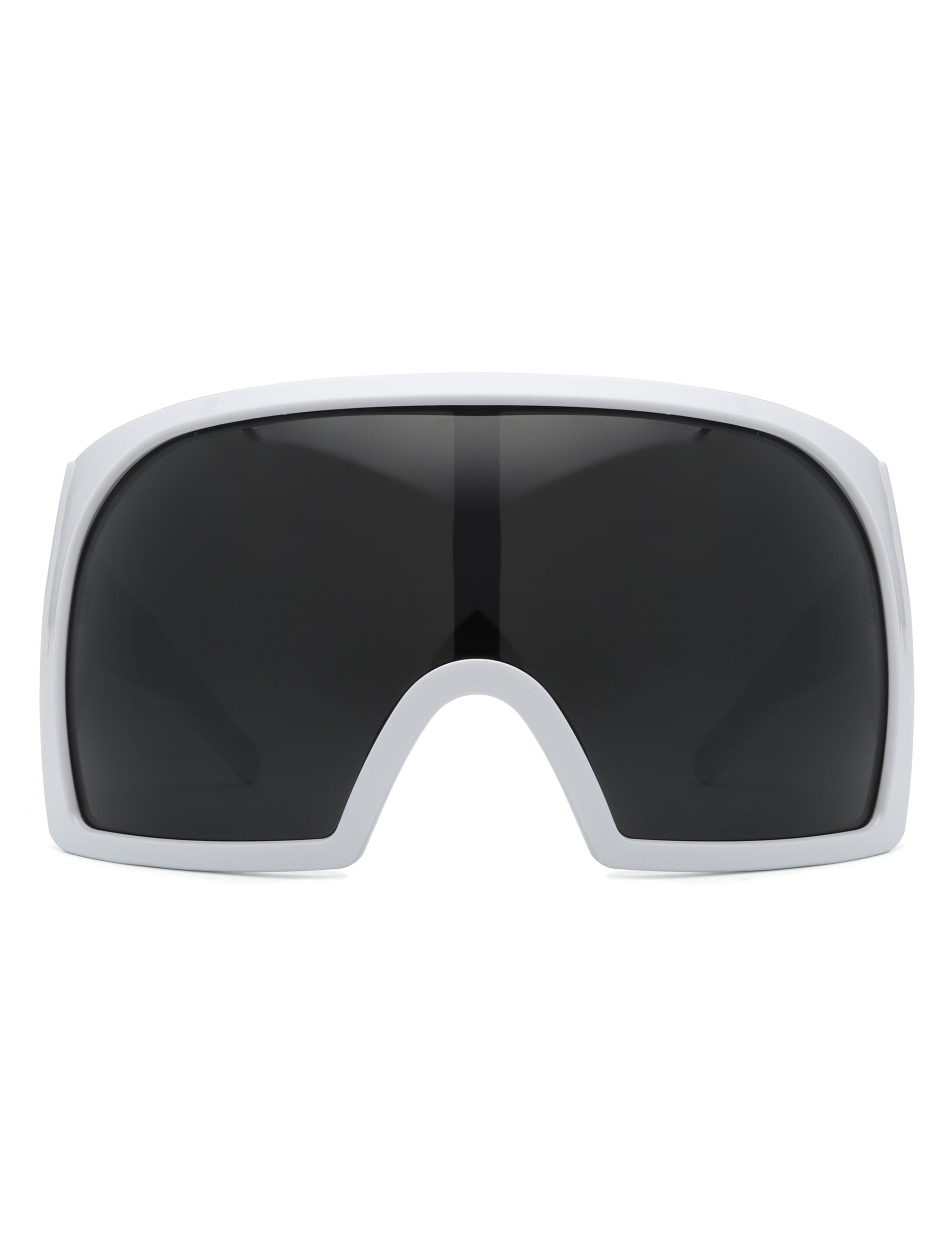 Blaze oversized curved shield wrap-around square sunglasses with a sleek design, showcasing their stylish frame and protective lenses.