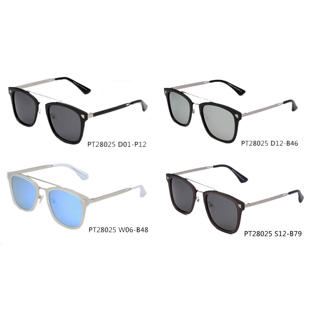 Brescia Polarized Square Fashion Sunglasses featuring a flat front and top brow bar, suitable for both men and women.