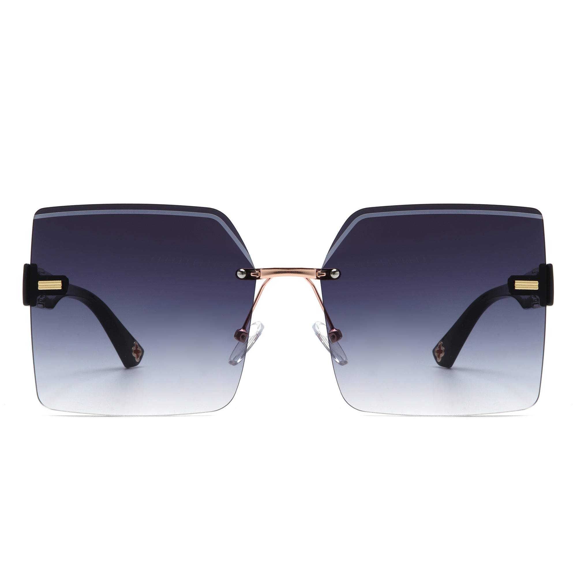 Brisla chic oversized rimless square tinted sunglasses with stylish design and protective polycarbonate lenses.