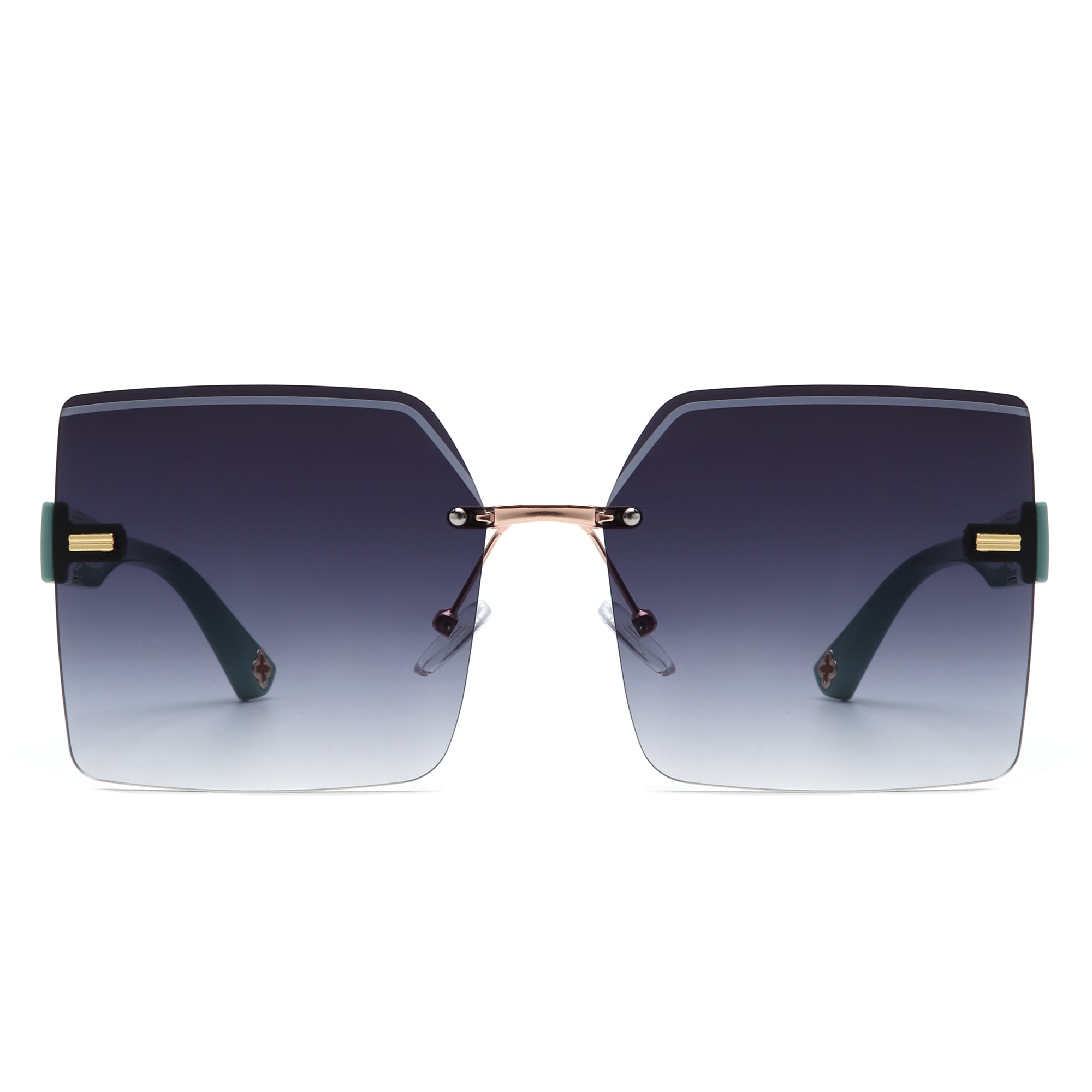Brisla chic oversized rimless square tinted sunglasses with stylish design and protective polycarbonate lenses.