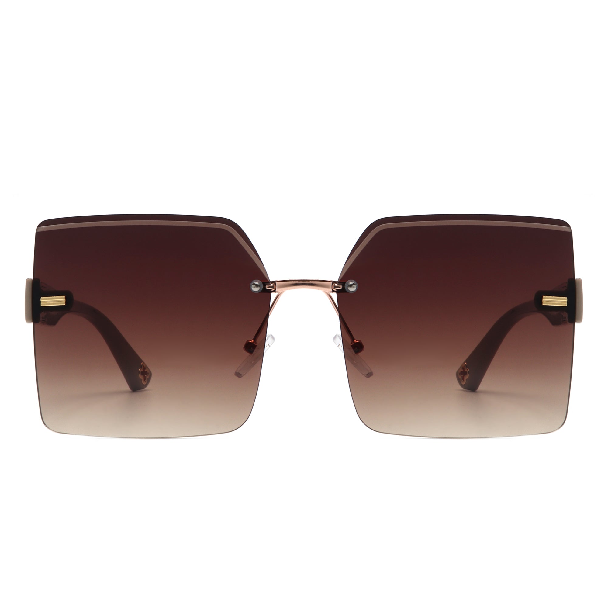 Brisla chic oversized rimless square tinted sunglasses with stylish design and protective polycarbonate lenses.