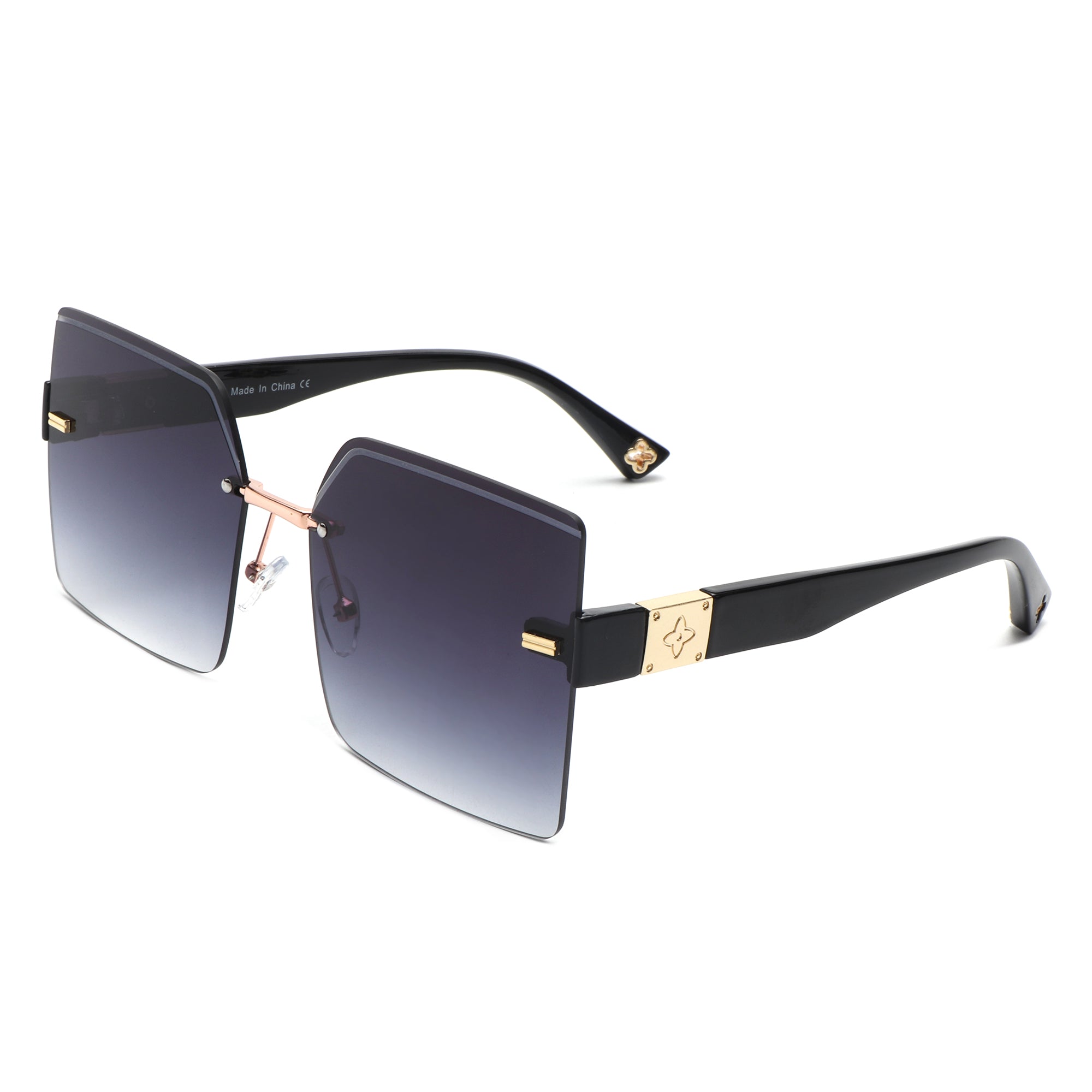 Brisla chic oversized rimless square tinted sunglasses with stylish design and protective polycarbonate lenses.