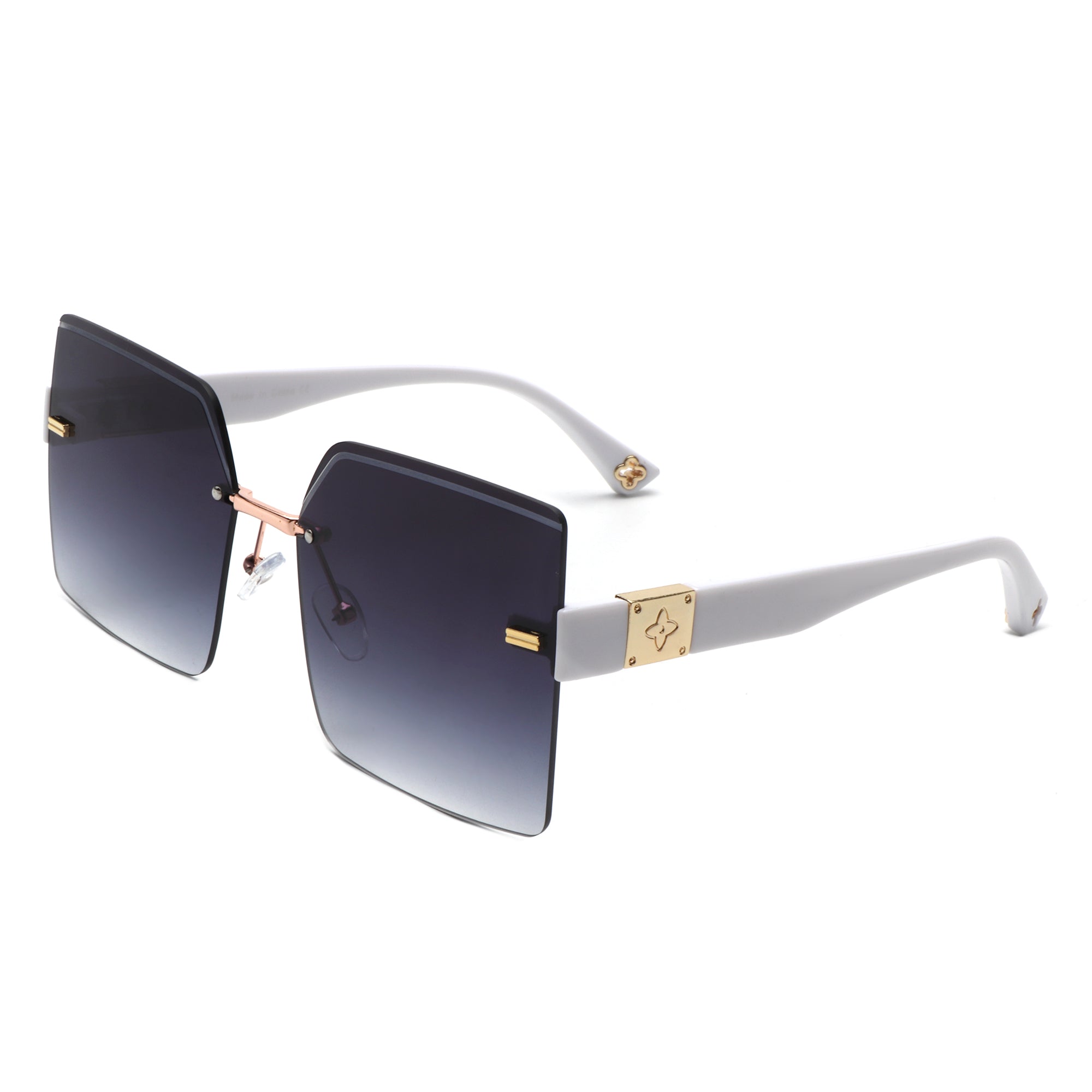 Brisla chic oversized rimless square tinted sunglasses with stylish design and protective polycarbonate lenses.