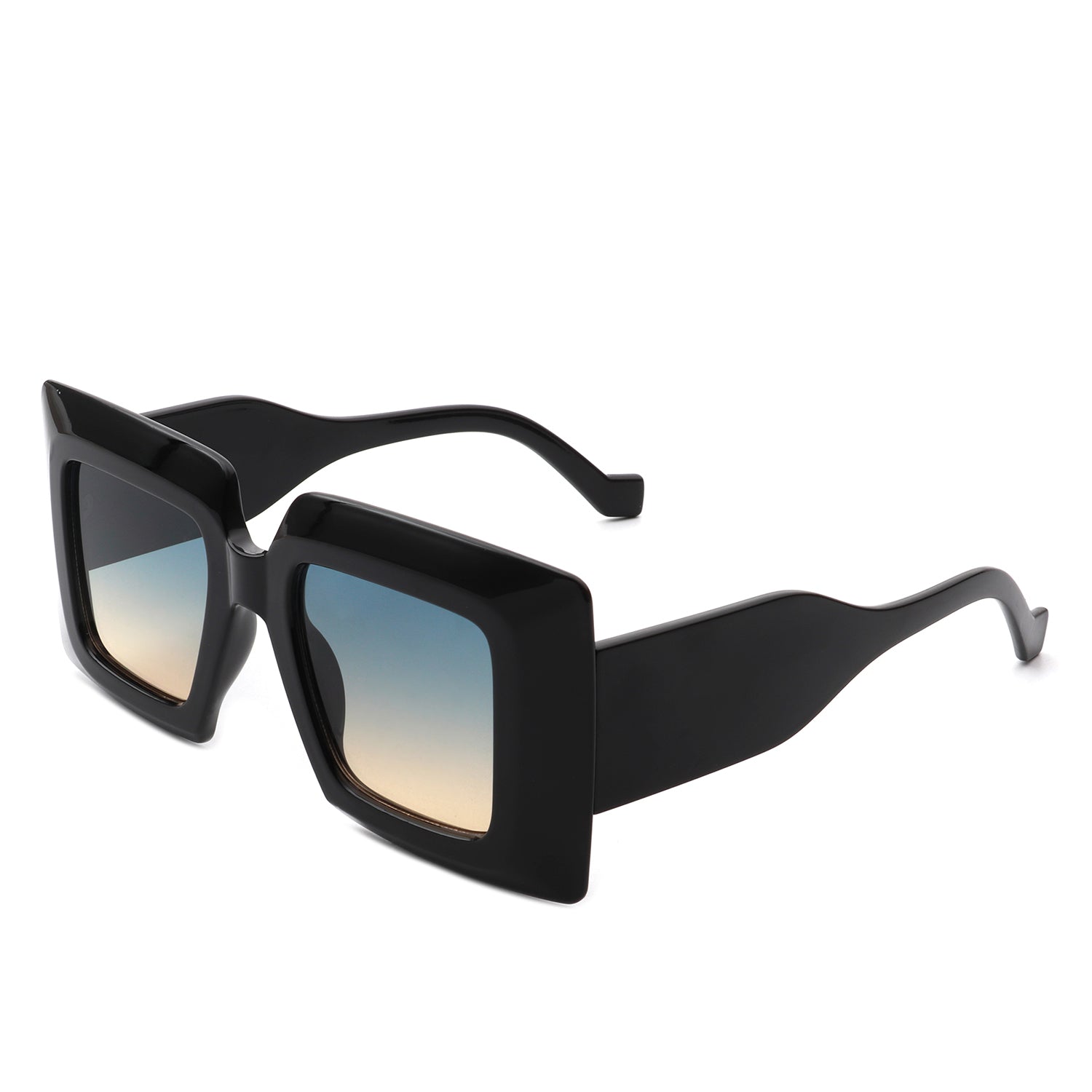 Caelum Oversized Flat Top Square Women's Sunglasses with a stylish black frame and dark lenses, perfect for sun protection.