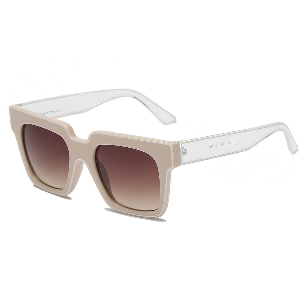 CAMDEN Women Retro Square Oversize Sunglasses with frosted side temples and bold design.