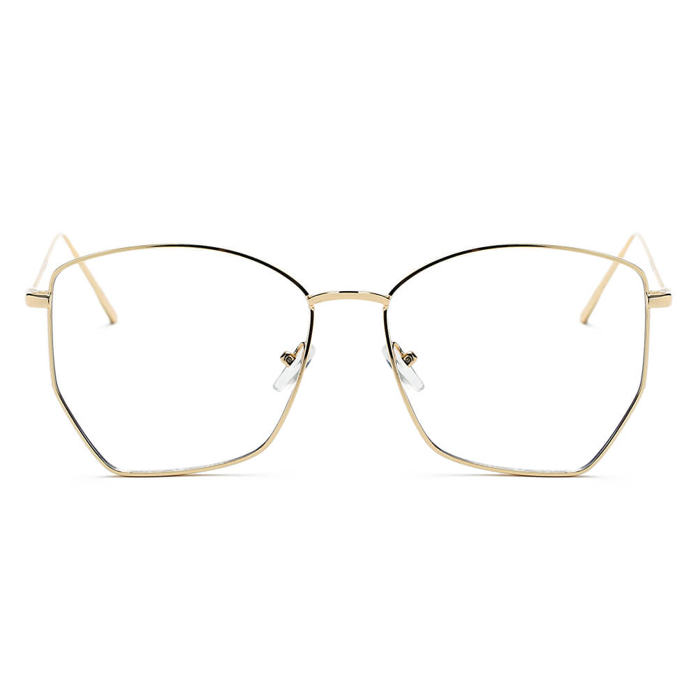 Cardiff Women Oversize Geometric Metal Fashion Sunglasses with a stylish bezeless frame and oversized lenses.