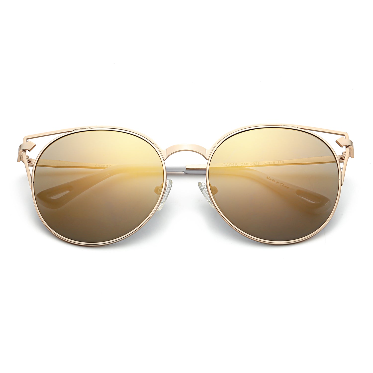 Clayton Women Round Petite Cat Eye Sunglasses with vintage round lenses and cut-out design, perfect for stylish summer outfits.