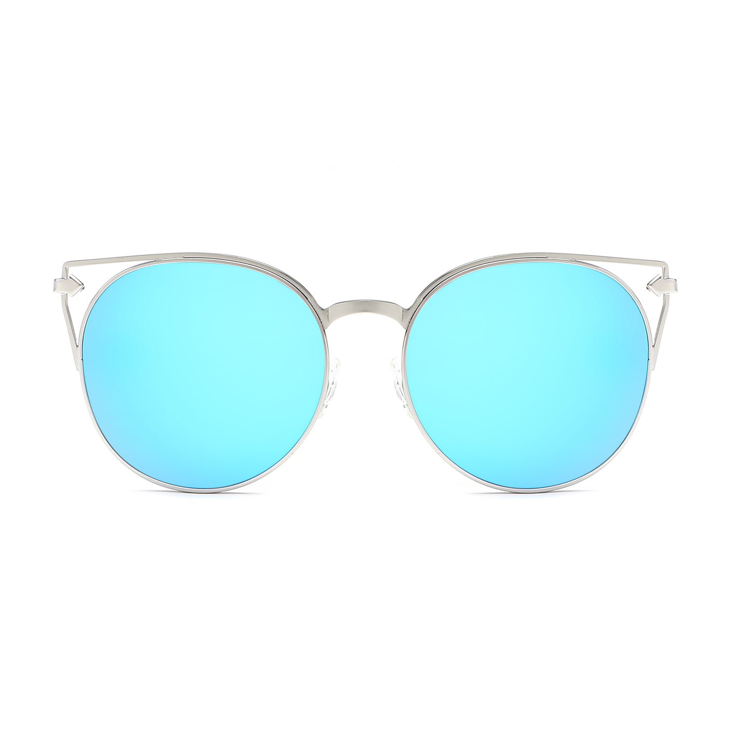 Clayton Women Round Petite Cat Eye Sunglasses with vintage round lenses and cut-out design, perfect for stylish summer outfits.