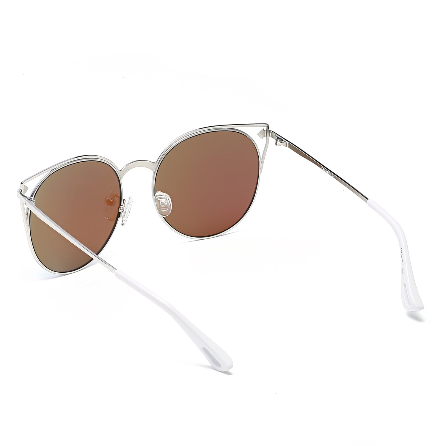 Clayton Women Round Petite Cat Eye Sunglasses with vintage round lenses and cut-out design, perfect for stylish summer outfits.