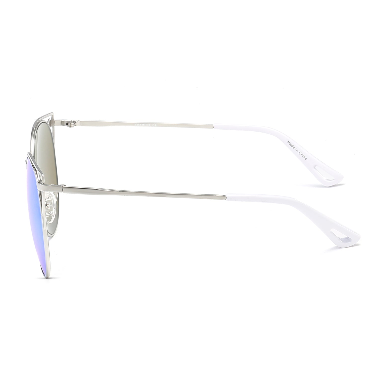 Clayton Women Round Petite Cat Eye Sunglasses with vintage round lenses and cut-out design, perfect for stylish summer outfits.