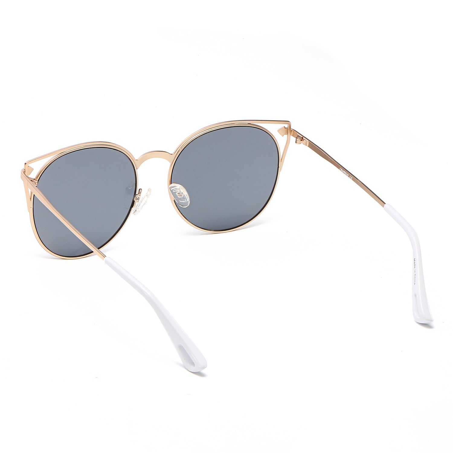 Clayton Women Round Petite Cat Eye Sunglasses with vintage round lenses and cut-out design, perfect for stylish summer outfits.