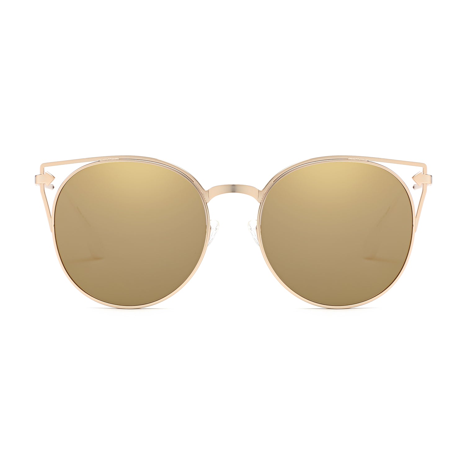 Clayton Women Round Petite Cat Eye Sunglasses with vintage round lenses and cut-out design, perfect for stylish summer outfits.