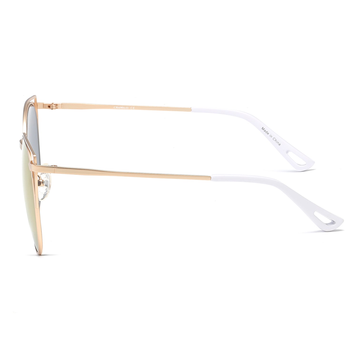 Clayton Women Round Petite Cat Eye Sunglasses with vintage round lenses and cut-out design, perfect for stylish summer outfits.