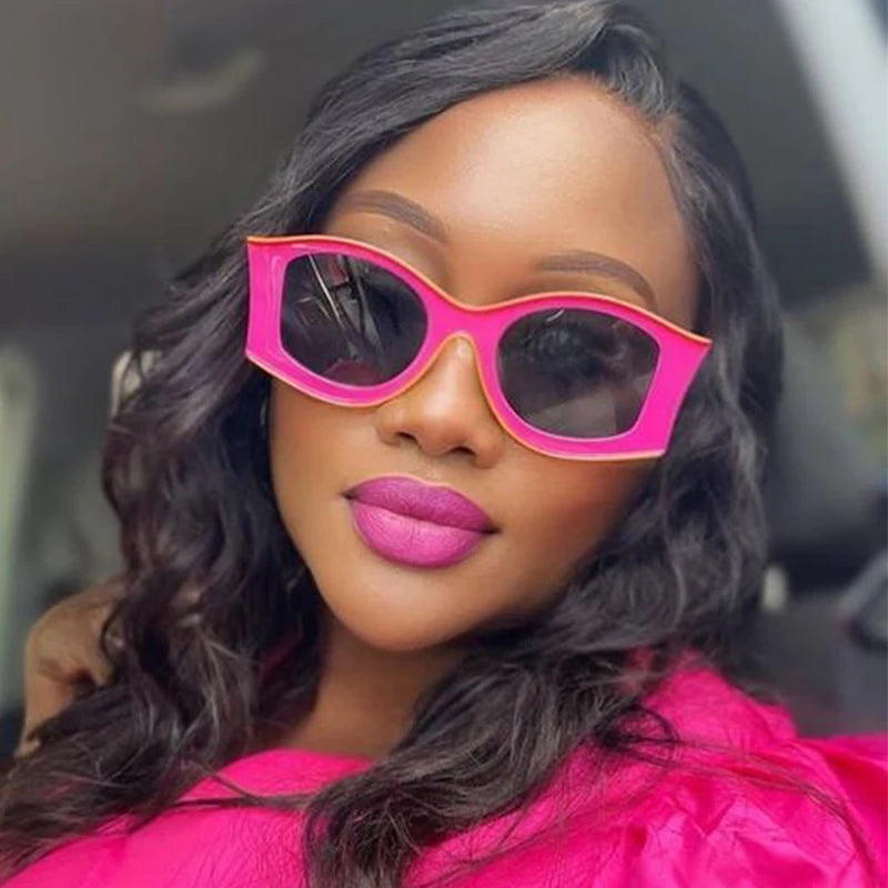 Colorful oversized retro sunglasses from Sexikinis Swim, featuring a polycarbonate frame and UV400 lenses, perfect for summer fashion.