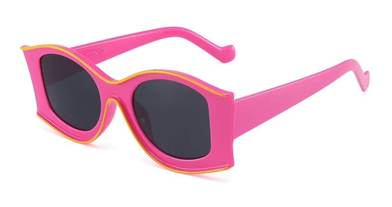 Colorful oversized retro sunglasses from Sexikinis Swim, featuring a polycarbonate frame and UV400 lenses, perfect for summer fashion.