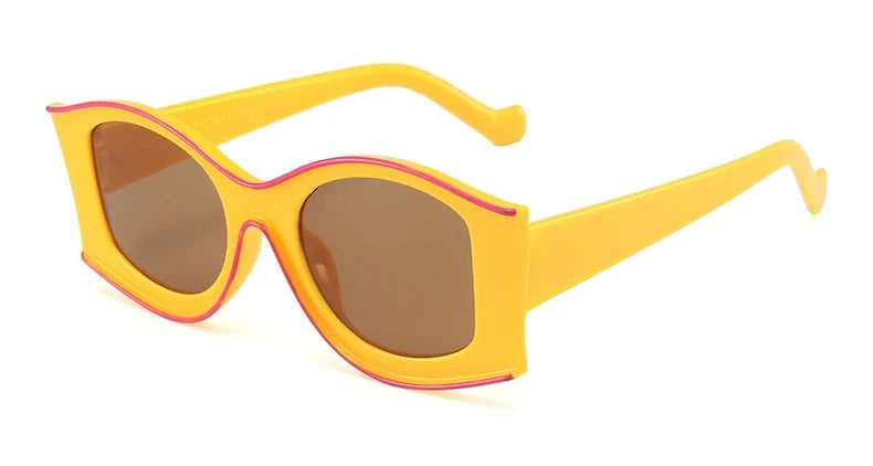 Colorful oversized retro sunglasses from Sexikinis Swim, featuring a polycarbonate frame and UV400 lenses, perfect for summer fashion.