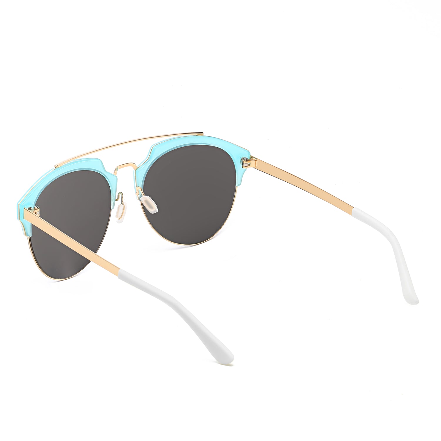 COROLLA Half Frame Mirrored Lens Horned Rim Sunglasses showcasing a stylish horn rimmed design with a half frame effect.