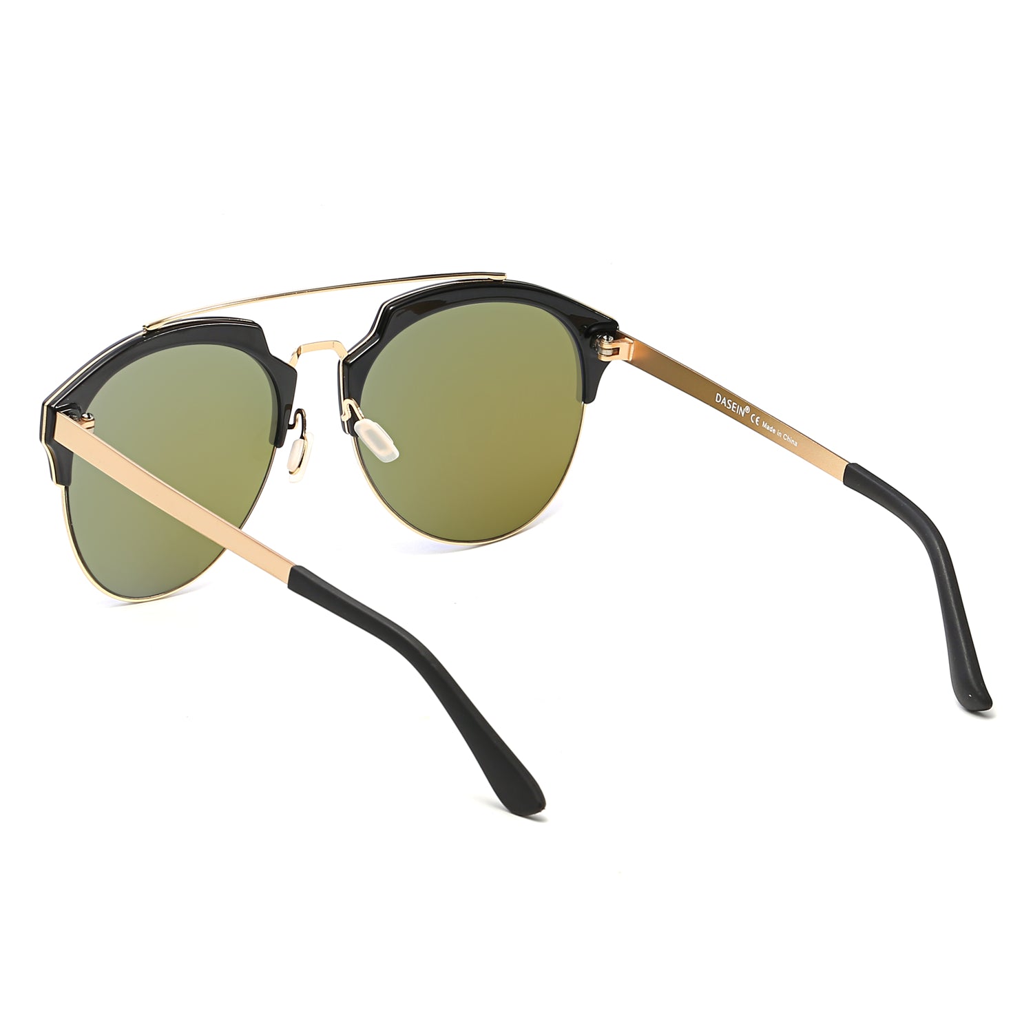 COROLLA Half Frame Mirrored Lens Horned Rim Sunglasses showcasing a stylish horn rimmed design with a half frame effect.