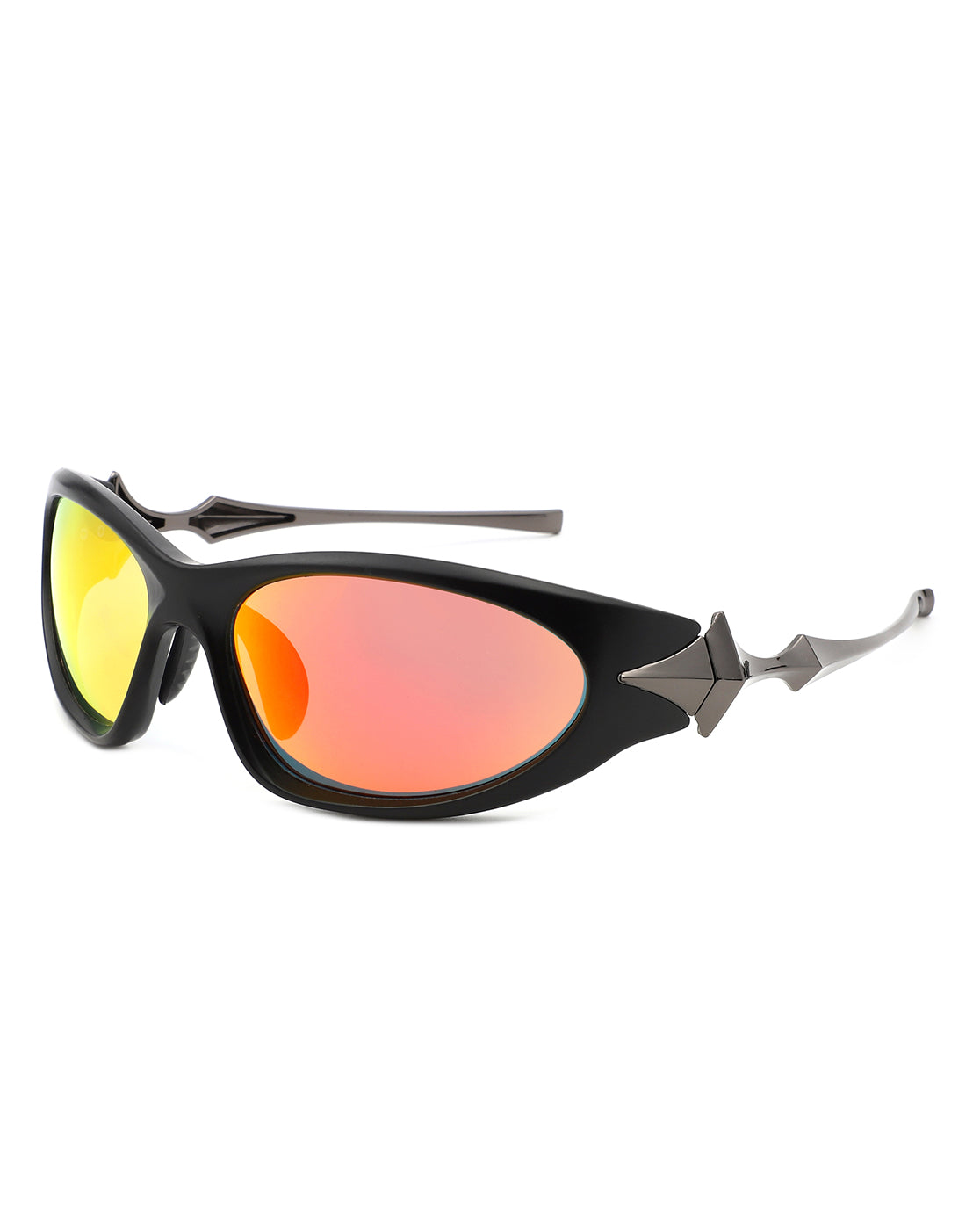 Creastein Irregular Oval Sporty Wrap-Around Sunglasses showcasing a unique design with a wrap-around frame and polycarbonate lenses.