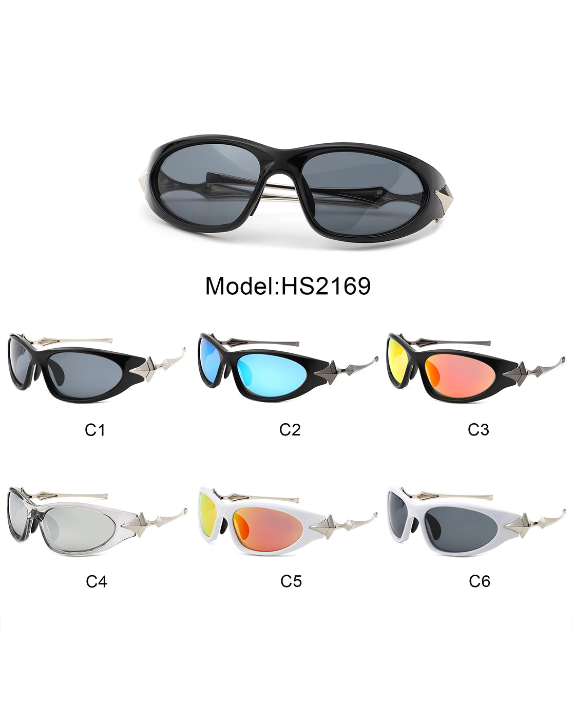 Creastein Irregular Oval Sporty Wrap-Around Sunglasses showcasing a unique design with a wrap-around frame and polycarbonate lenses.