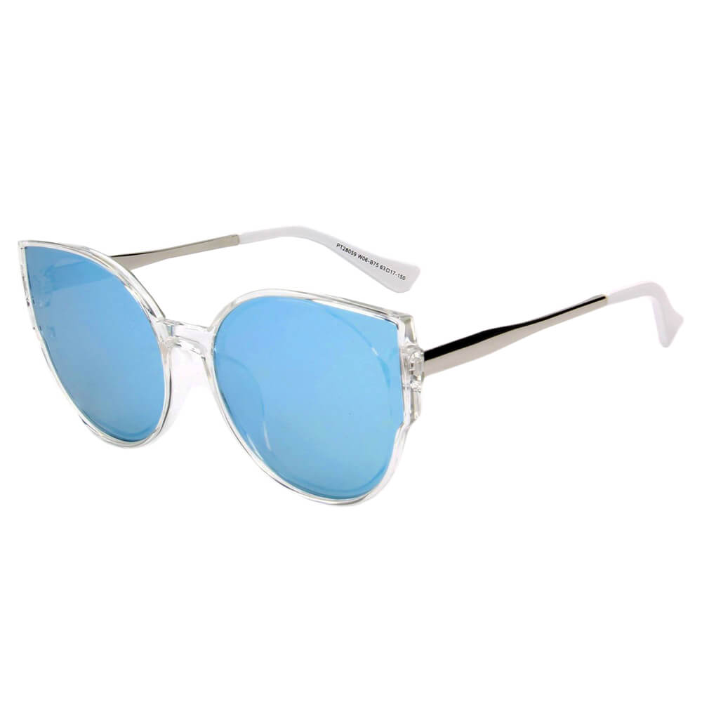 Duisburg Women Round Cat Eye Polarized Sunglasses with metal frame and CR-39 lenses, showcasing a stylish cat eye design.