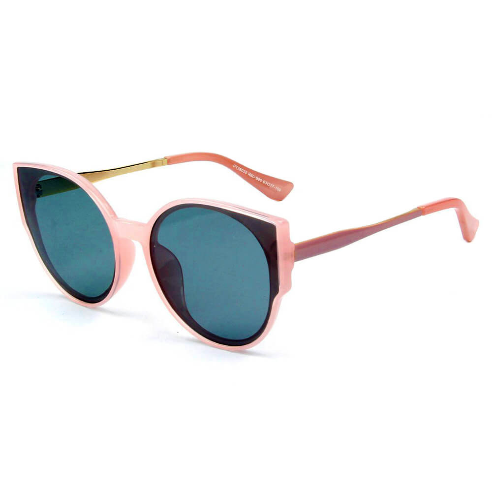 Duisburg Women Round Cat Eye Polarized Sunglasses with metal frame and CR-39 lenses, showcasing a stylish cat eye design.