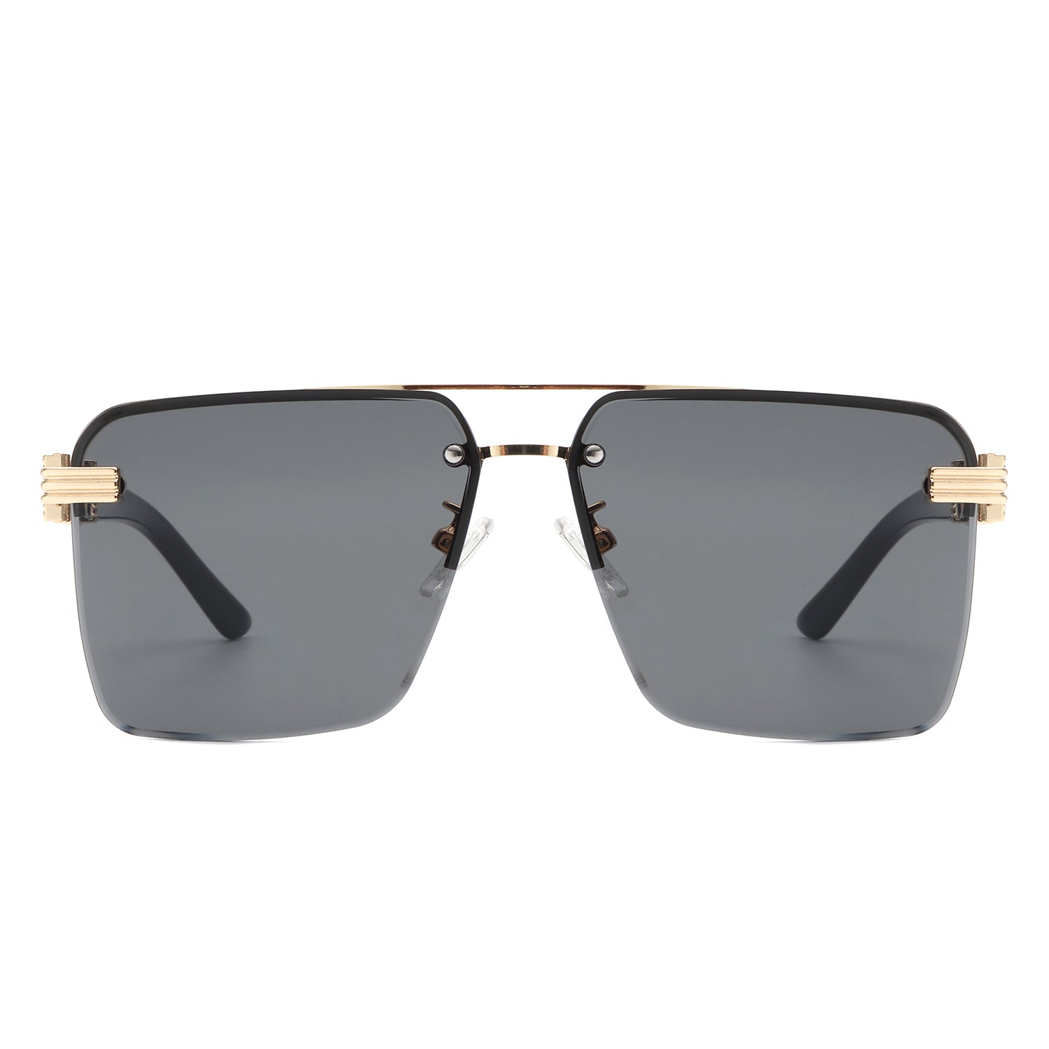 Elysian Retro Square Rimless Brow-Bar Tinted Fashion Sunglasses with a stylish design and UV protection.